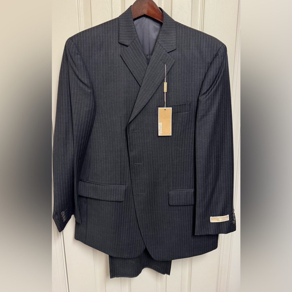 Michael Kors Men's Black Pinstripe Suit Jacket